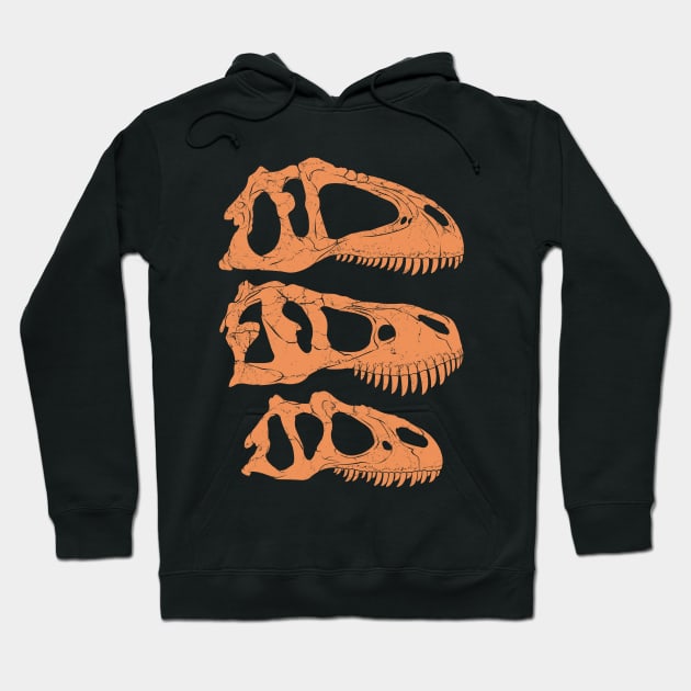 Giganotosaurus Tyrannosaurus Rex Allosaurus fossil skulls Hoodie by NicGrayTees